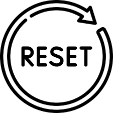 Reset image, Icon showing the word Reset set inside a circular arrow. Activate to reset the Application and stop any tune currently playing
